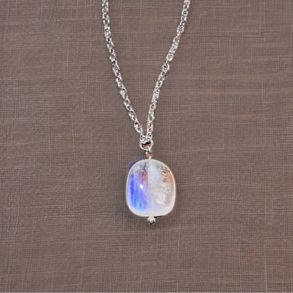 High Quality Genuine Rainbow Moonstone Pendant Necklace! - Picture 2 of 11